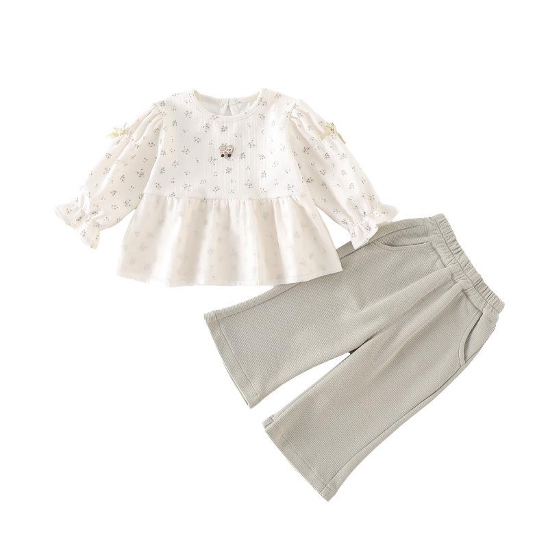 

2026 Spring Floral Doll Shirt & Korean-Style Two-Piece Set for Infant and Toddler Girls 80 cm зелёный