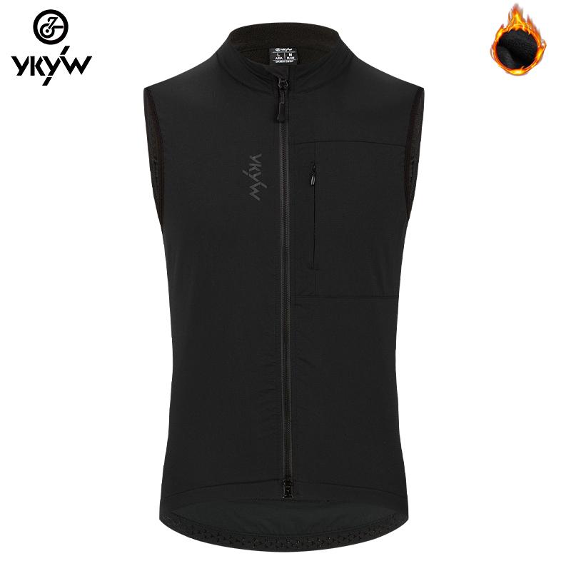 YKYWBIKE Men Cycling Gelit Thermal Fleece Bicycle Windbreaker Sleeveless Bike Vest Windproof Waterproof Cycling Windshield