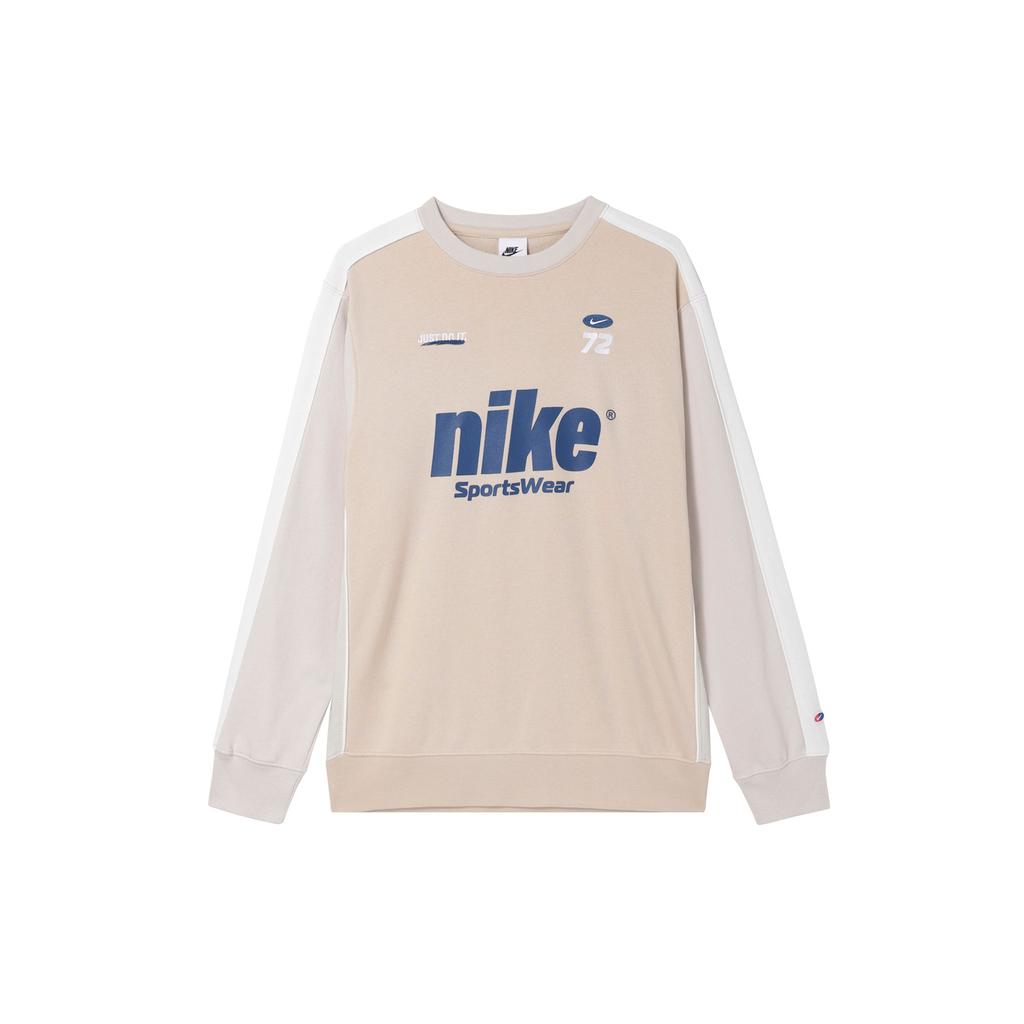 Nike Logo Casual Crew Neck Long Sleeve Sweatshirt Men Sweatshirt Beige HQ4949-126