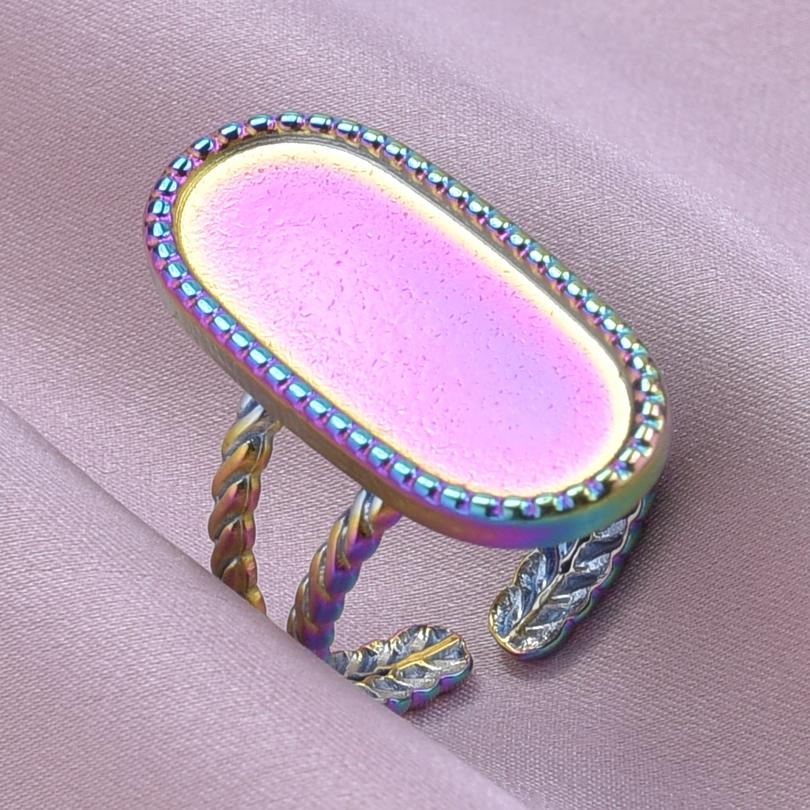 Klassisk Retro Öppningsbar Justerbar Ring Oregelbunden Geometri Hjärta Ellips Vattendroppe Glänsande Rostfritt Stålringar Semesterpresent