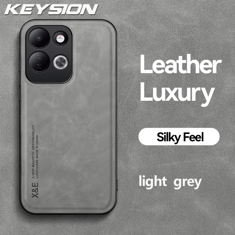 KEYSION Luxury Retro PU Leather Phone Case for Redmi 17 5G Soft Silicone+PC Shockproof Phone Cover for Xiaomi Redmi 17 4G 5G