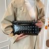 Large Capacity Rivet Envelope Clutch Bag Elegant Solid Metallic Sheen Handbag Daily