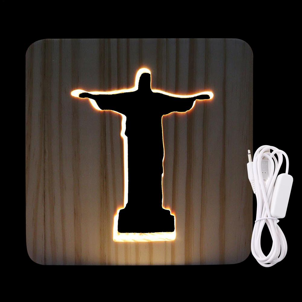 Led Light Christian WoodenCross Ornaments LED Night Light Table Decoration Christian Standing ChurchCross Miniatures