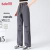 Baleno Women's American Style Pleated Wide-Leg Cargo Pants
