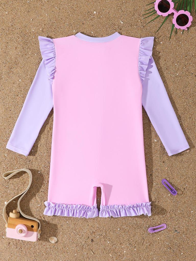 New Girls' Two-Piece Long-Sleeve Sun Protection Swimsuit - Quick-Drying Beachwear for Kids