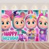Cartoon Cute Cry Babiesed Birthday Party Decorations Lovely Blind Box Doll Backdrop Baby Shower Supplies Child Room Wall Hanging