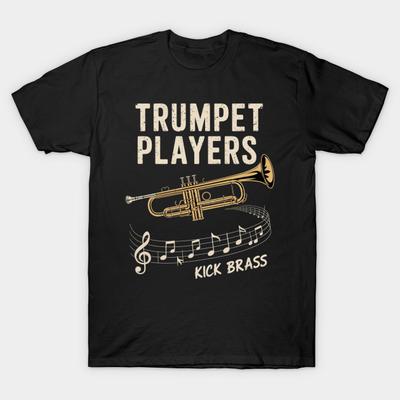 Asian Size Men Black Print T-shirt Trumpet Player For Men Women Trumpet Brass Instrument No-Cut Heat Transfer Print Cotton Tshirt