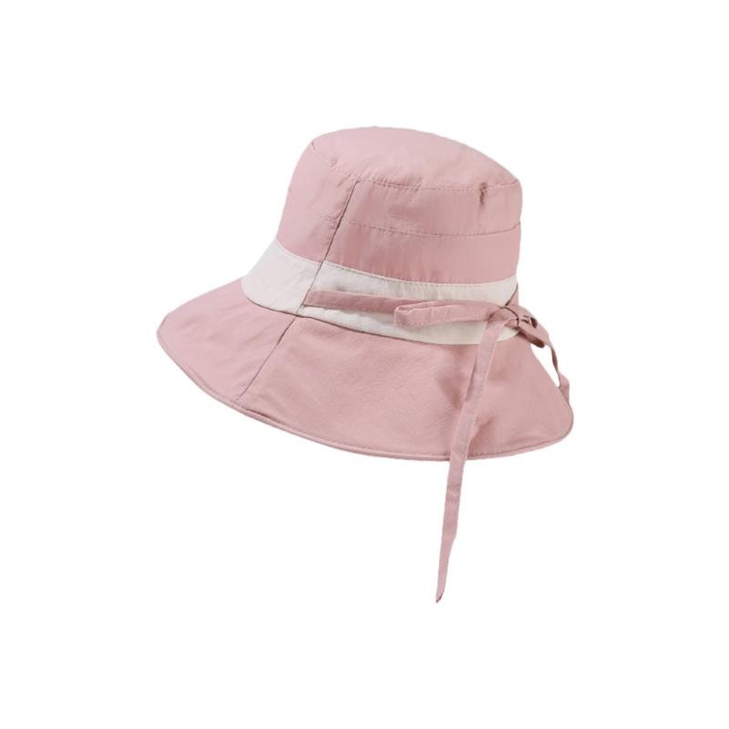 

Foldable Sun Hat With Adjustable Drawstring Color Block For Outdoor Travel And Beach Activity Fisherman Hat for Women M розовый