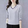 Pure Cotton Long-sleeved T-shirt Women's V-neck Bottoming Shirt Autumn New Style Loose Casual Top