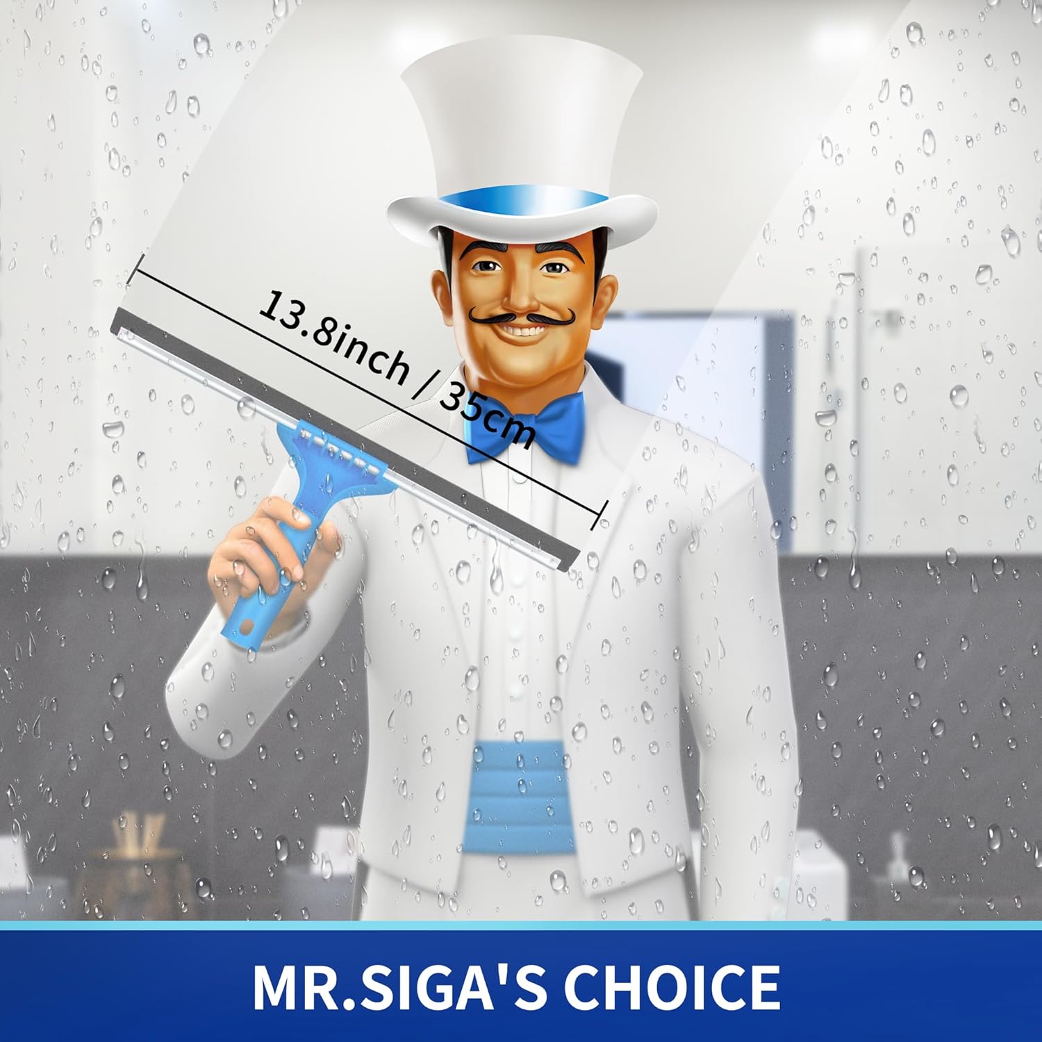 MR.SIGA Professional Window Cleaning Combo - Squeegee & Microfiber Window Scrubber, 14