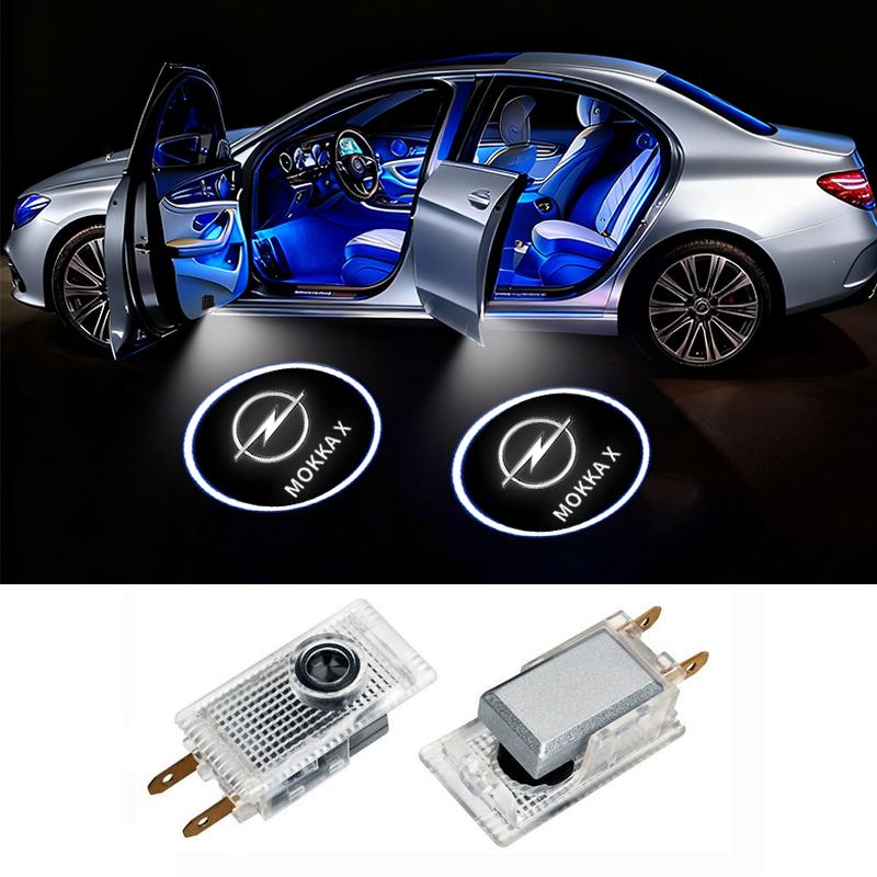 2Pcs/SETLED HD Car Welcome Light No to drill Design Fit For Opel Vauxhall Corsa Astra Mokka Frontera Grandland Combo Zafira Life