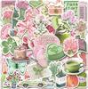 50-Piece Summer Fresh Pink & Green Waterproof Decorative Stickers for Scooters, Luggage, Notebooks, and Water Cups