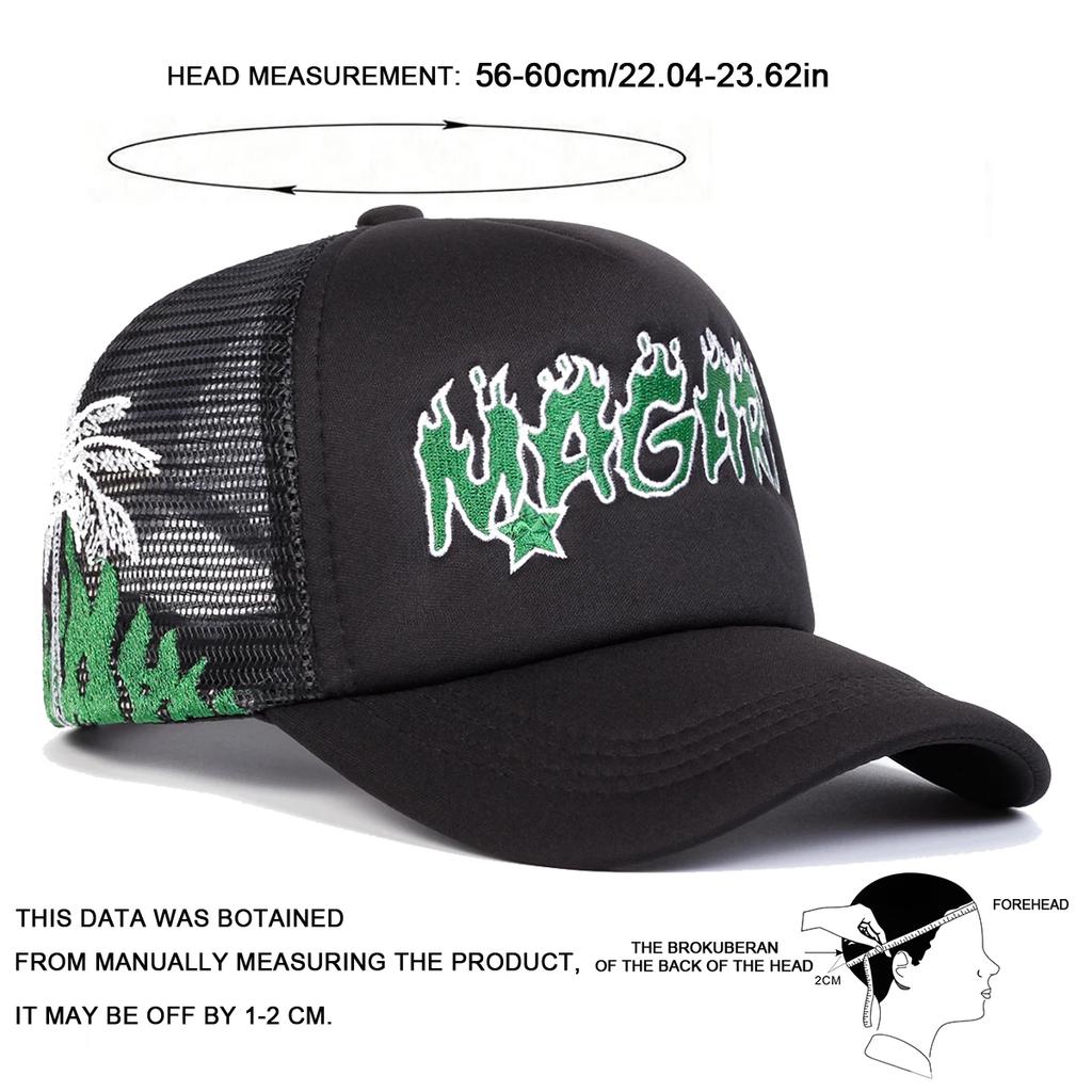 Women Magari Flame Embroidery Baseball Net Caps Spring And Summer Outdoor Use Adjustable Casual Hats Sunscreen Hat For Men And