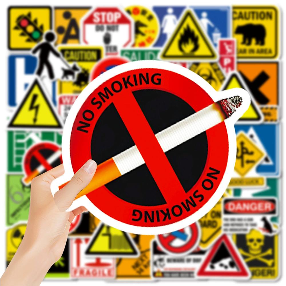 10/30/50pcs Cartoon Danger Warning Sign Stickers Waterproof DIY Notebook Laptop Car Suitcase Cool Decoration Sticker Fun for Toy