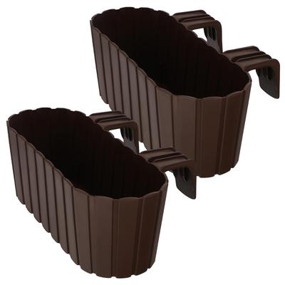 Kotarbau® Balcony Box Flowerpot For Railing Oval Rustic Brown 400 Mm Set Of 2