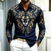 High Quality Men's Shirt Long Sleeved Shirt Solid Color Lion Head Print Design Baroque Business Casual Top Fabric Comfortable