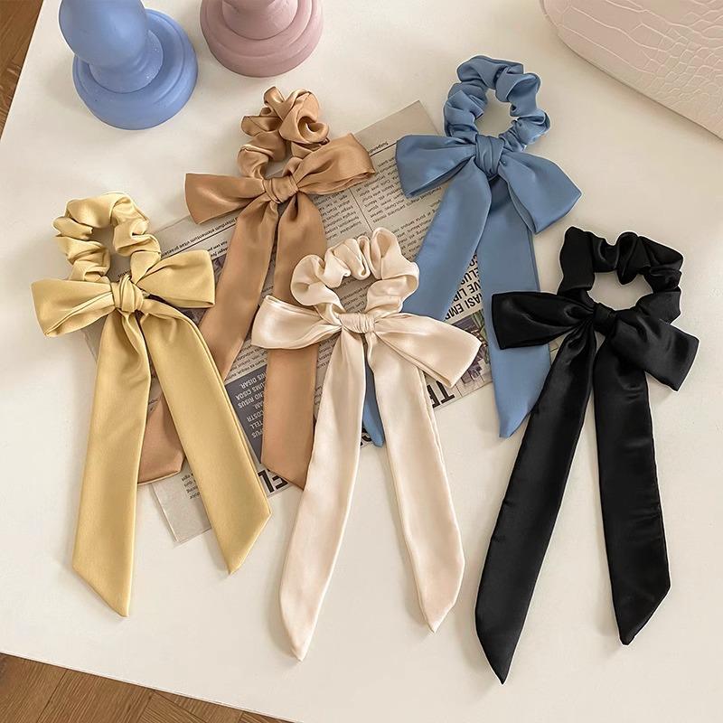 Elegant White Bow Headband with Long Ribbon for Women