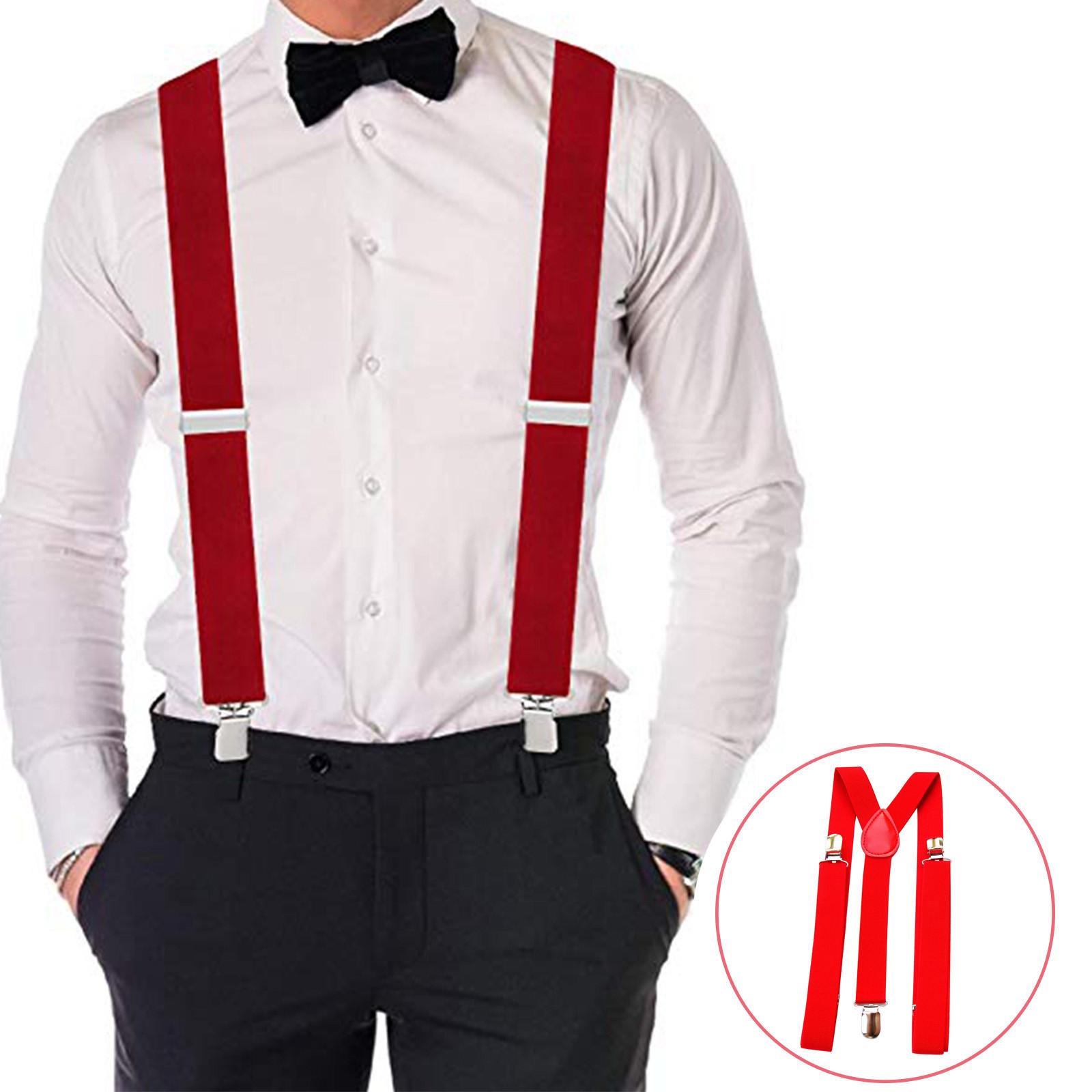 

Мужские/женские подтяжки одного размера Регулируемые подтяжки с прочным зажимом для работы, красные