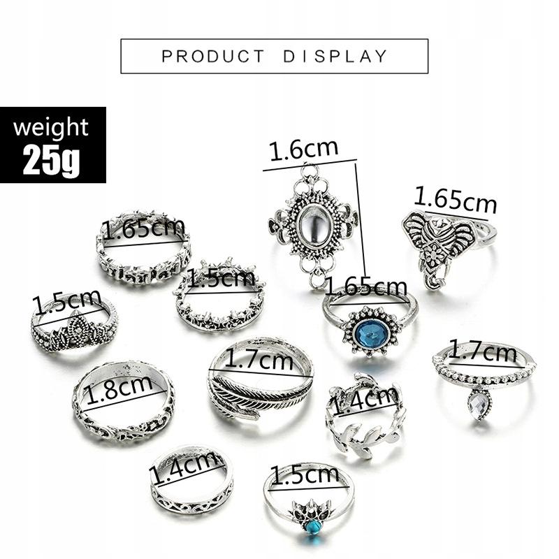 Silver Retro Punk Boho Ring Set 74