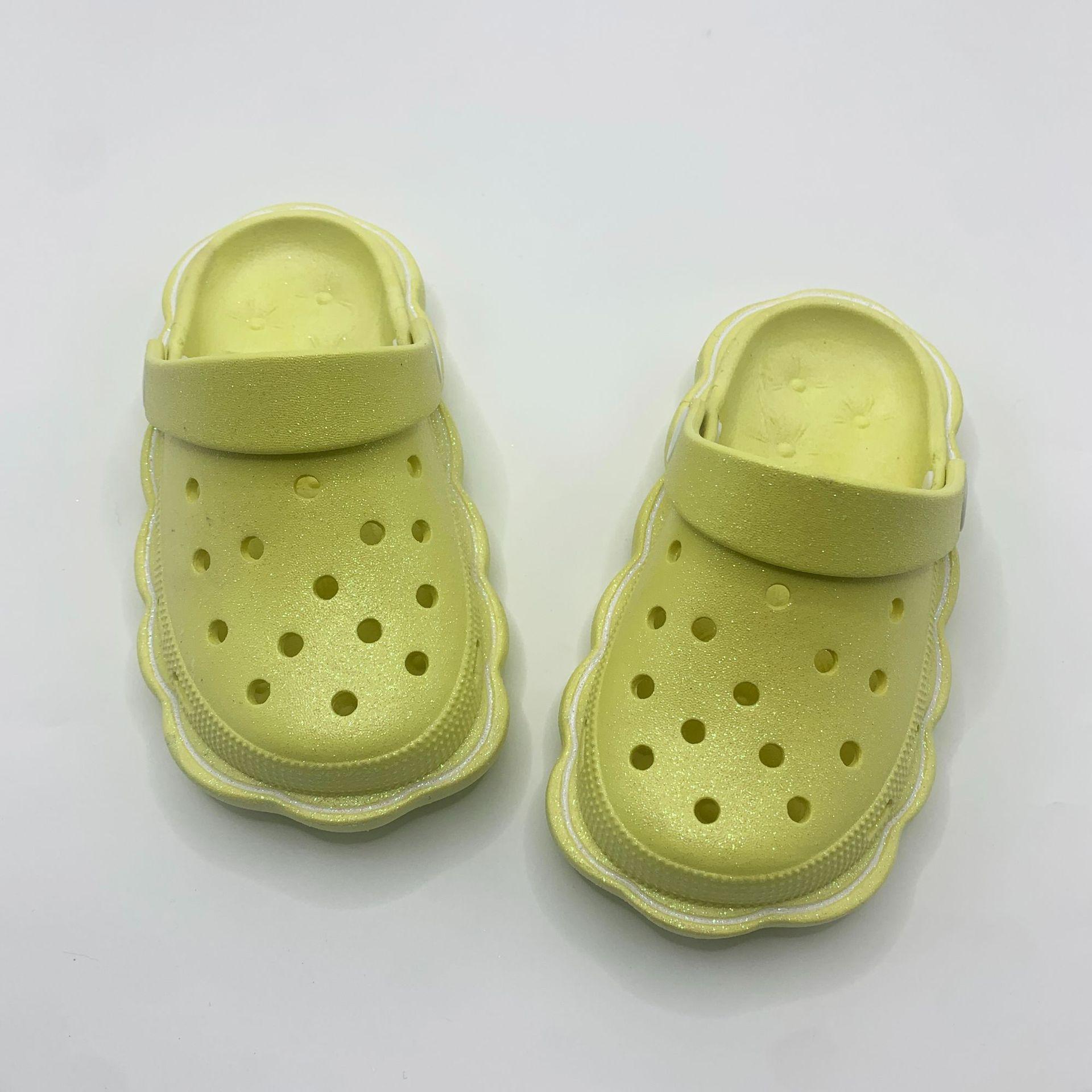 

Children s hole shoes summer new leisure indoor outdoor baby boys and girls beach bag head cool slippers 28-29 жовтий