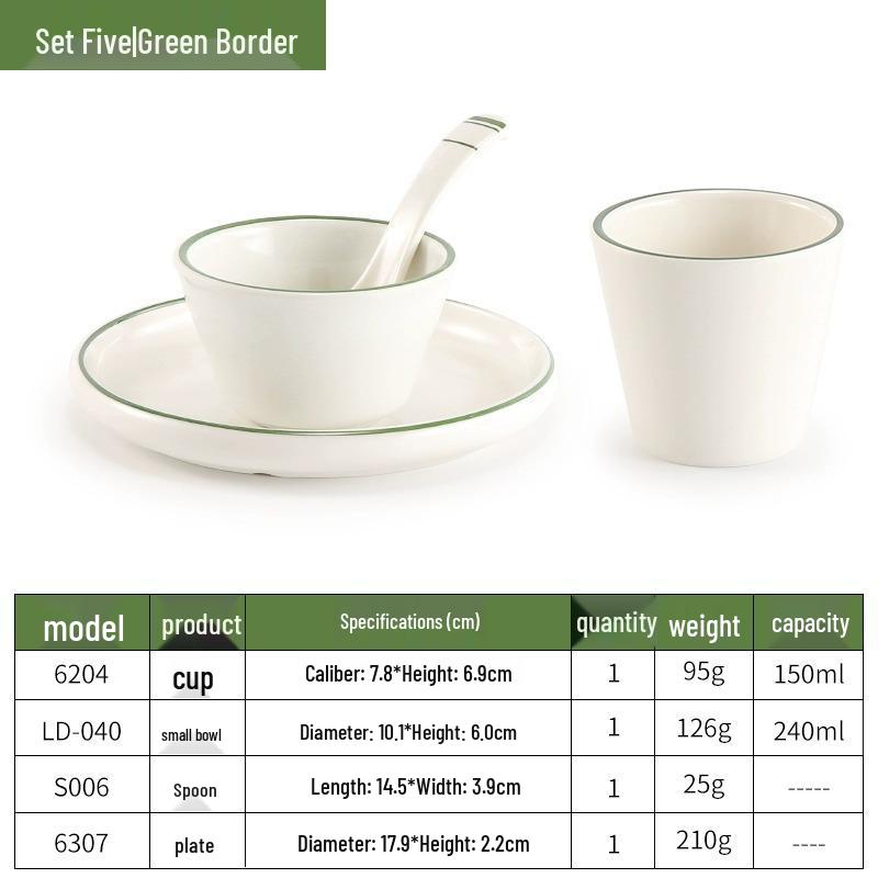 Melamine Four-Piece Table Set: Imitation Porcelain Plastic Bowls & Plates for Restaurants and Hotels