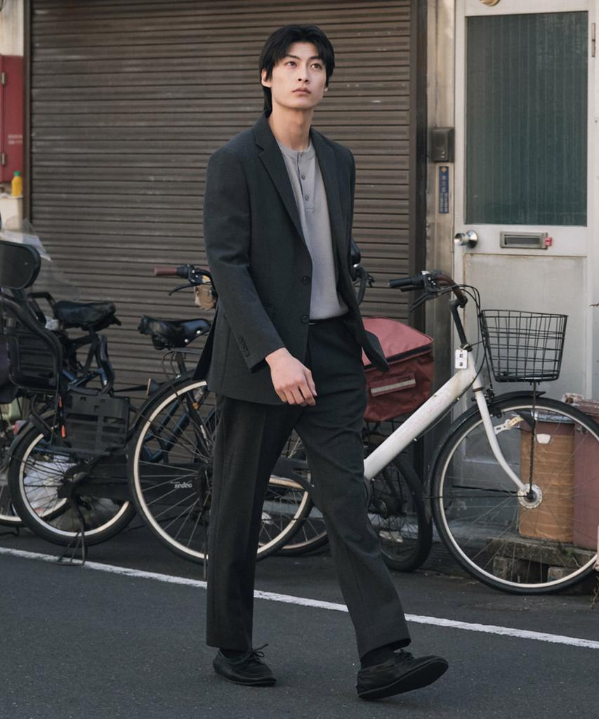 Stco [Four Seasons] Four-Way Stretch Essential Setup Set_Charcoal Gray (Relaxed Fit)_Sejxz72Set