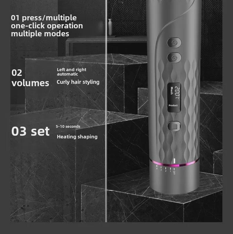 Wireless Automatic Rotating Curling Iron with LCD Display