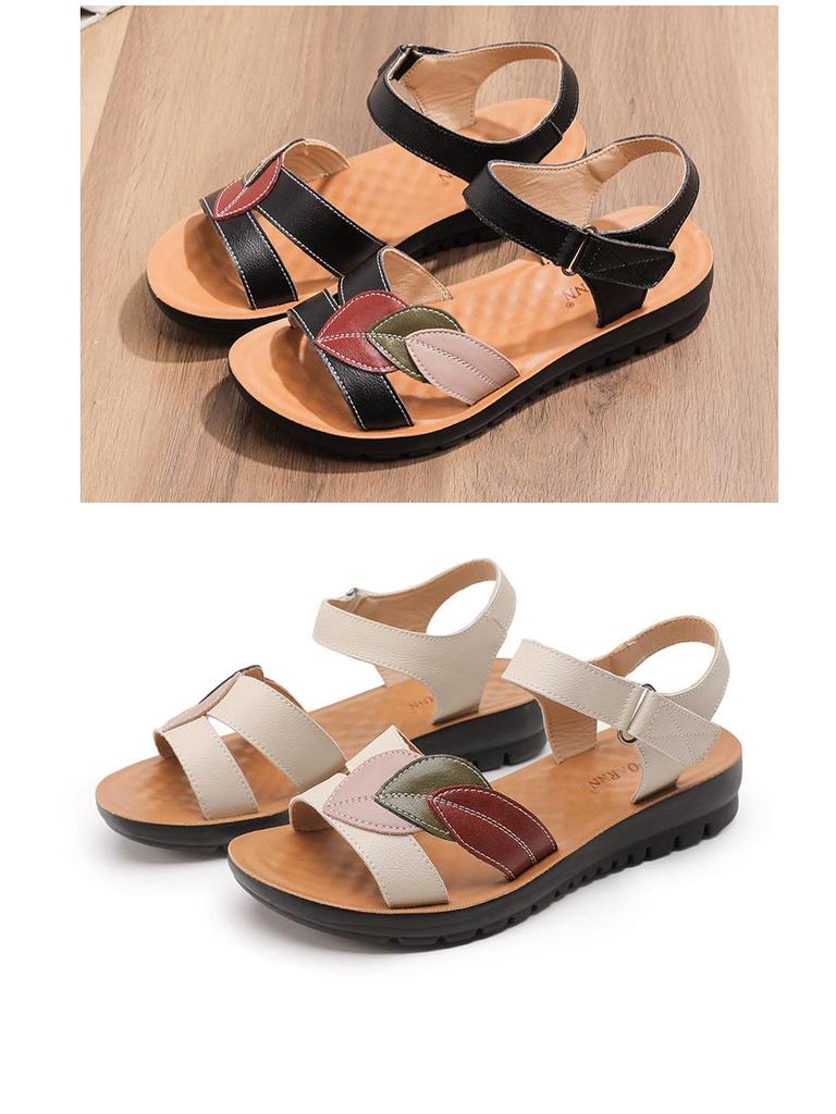 Dames Sommer Sandaler med Sklisikker Såle - Myk Såle, Lav Hæl for Middelaldrende og Eldre