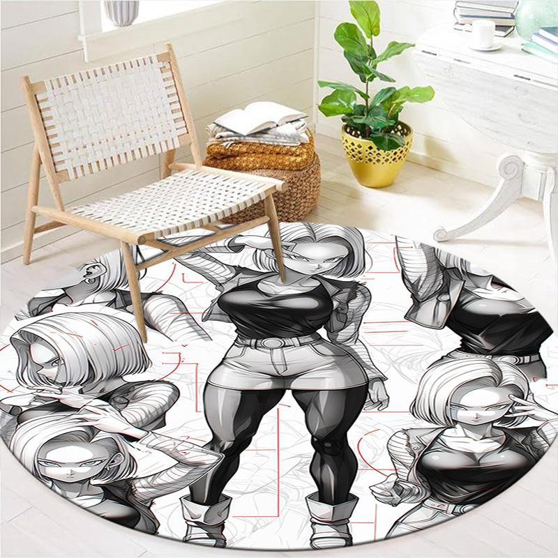 Son Goku Round Area Rug Carpet Rug For Living Room Bedroom Sofa Playroom Decor Nonslip Floor Mat