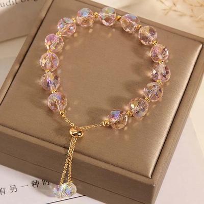 Colorful Imitation Crystal Bracelet For Women Girls Exquisite Sparkling Stone Beads Rope Chain Strand Bracelets  Jewelry