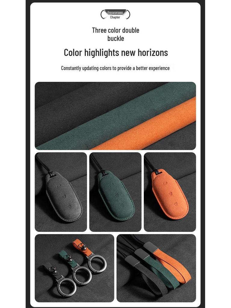 Ideal L6-L9 Three-Color Suede Key Cover with Buckle - Car Interior Accessory