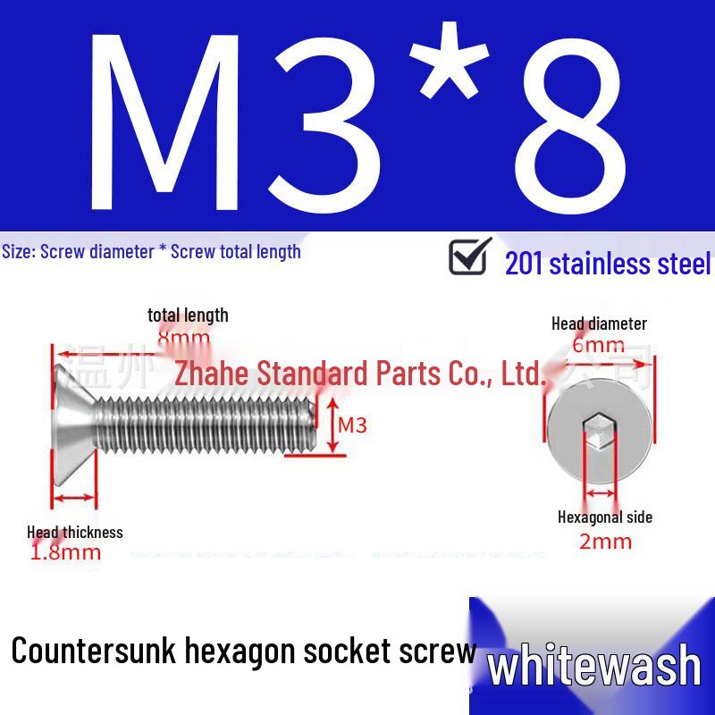 201 Stainless Steel Hex Socket Countersunk Flat Head Screws