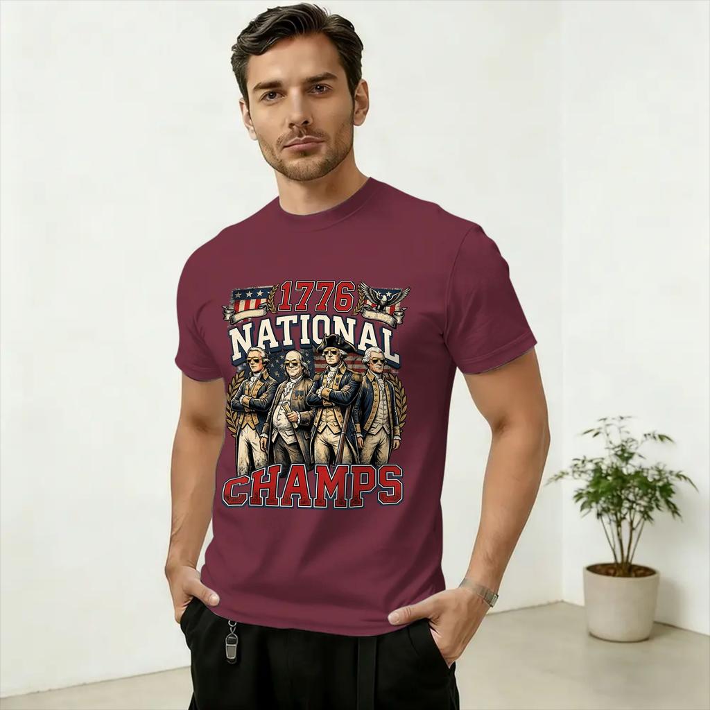 250th 1776 National Champs Funny Patriotic America Founding Father T Shirts for Unisex 100 Cotton Fashion for Male