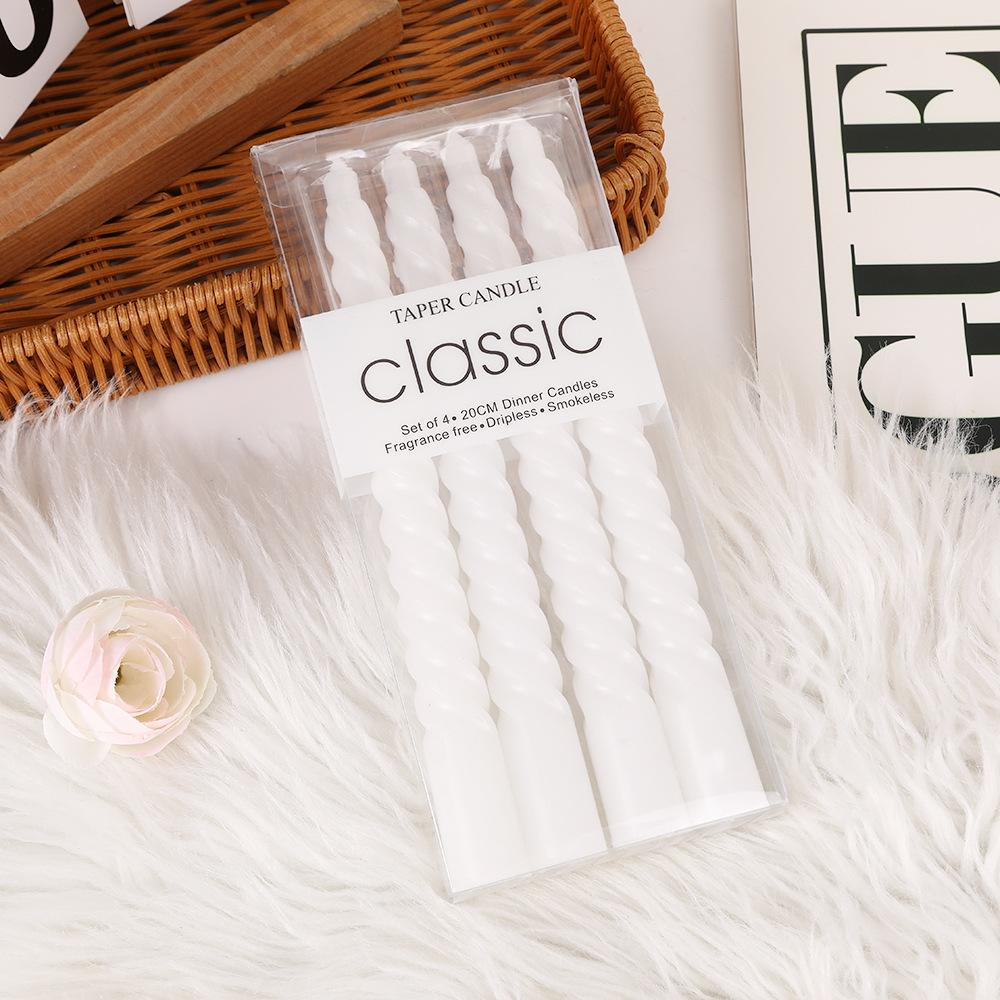 

Европейская цветная резьбовая длинная свеча-стержень для дома, неромантическая свадьба, классический спиральный подсвечник-стержень, воск 2020 Christmas White