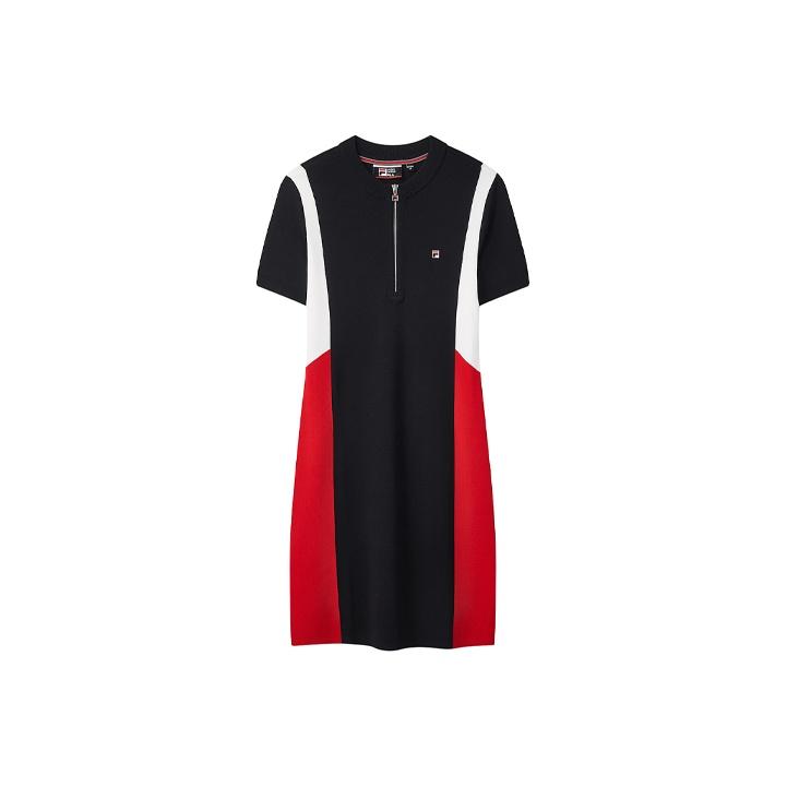 FILA Color Block Sport Short Sleeve Dress Women dresses Legendary-Blue F11W021309GNV S