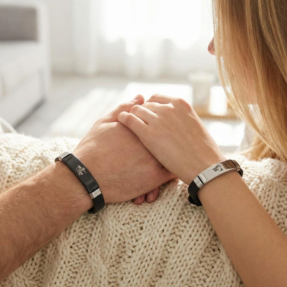 Gifts Couple Bracelet Set Stainless Steel Valentine's Day Bracelets Lovers Bracelet  Women Men