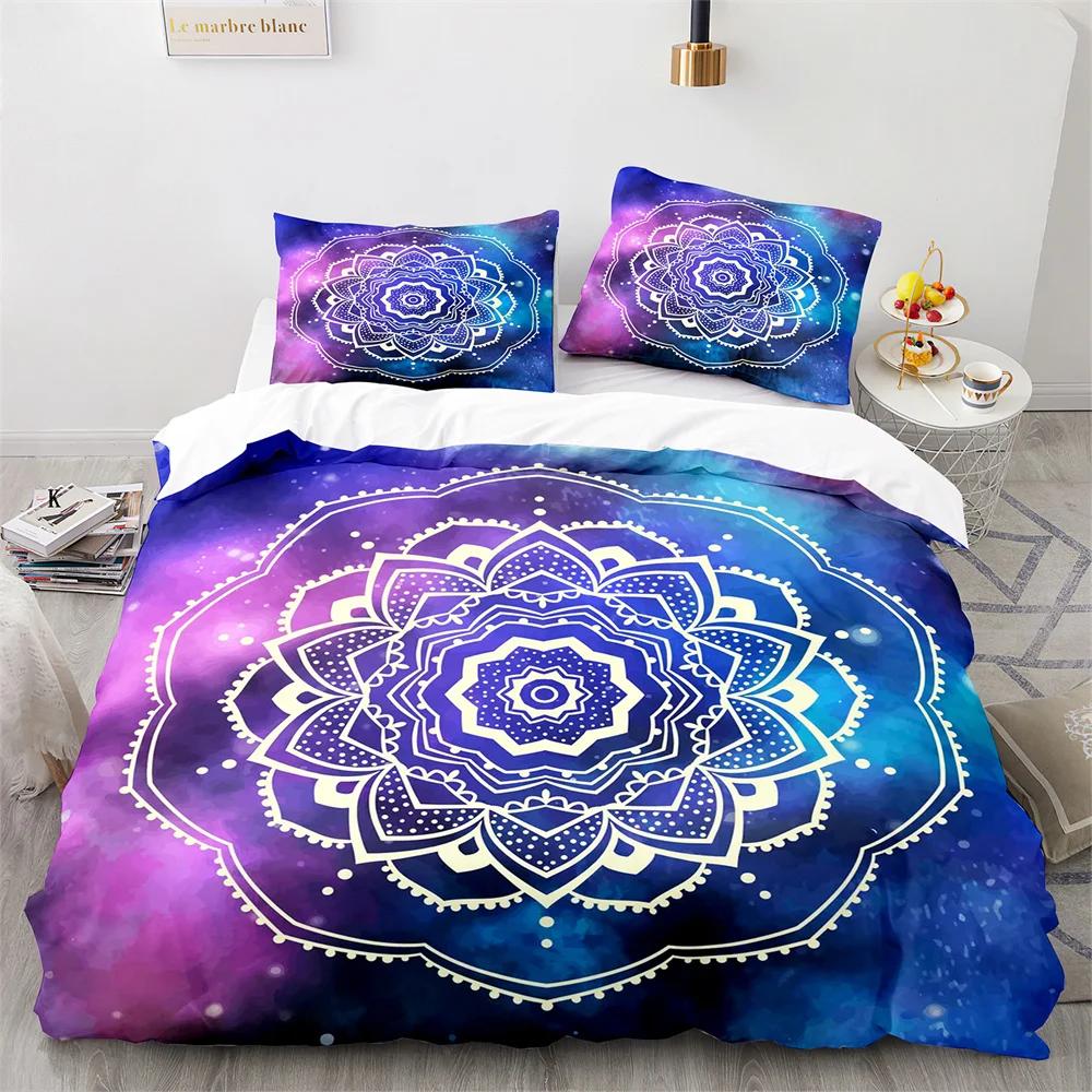 Comforter Bohemian Mandala King Queen Boho Style Lotus Bedding Set For Teens Adults Exotic Tribe 2/3Pcs Polyester