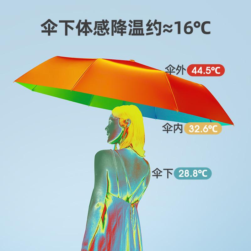 New Hand-opened 8-bone Color Glue Solid Color Umbrella UV-proof Solid Wood Handle Umbrella