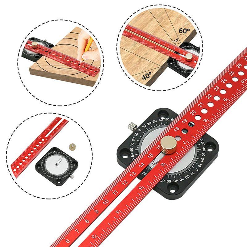 WON Woodworking Compass Ruler 12 Inches Aluminum Alloy Drawing Compass Parallel Vertical Crossing Ruler T-Type Drawing Ruler