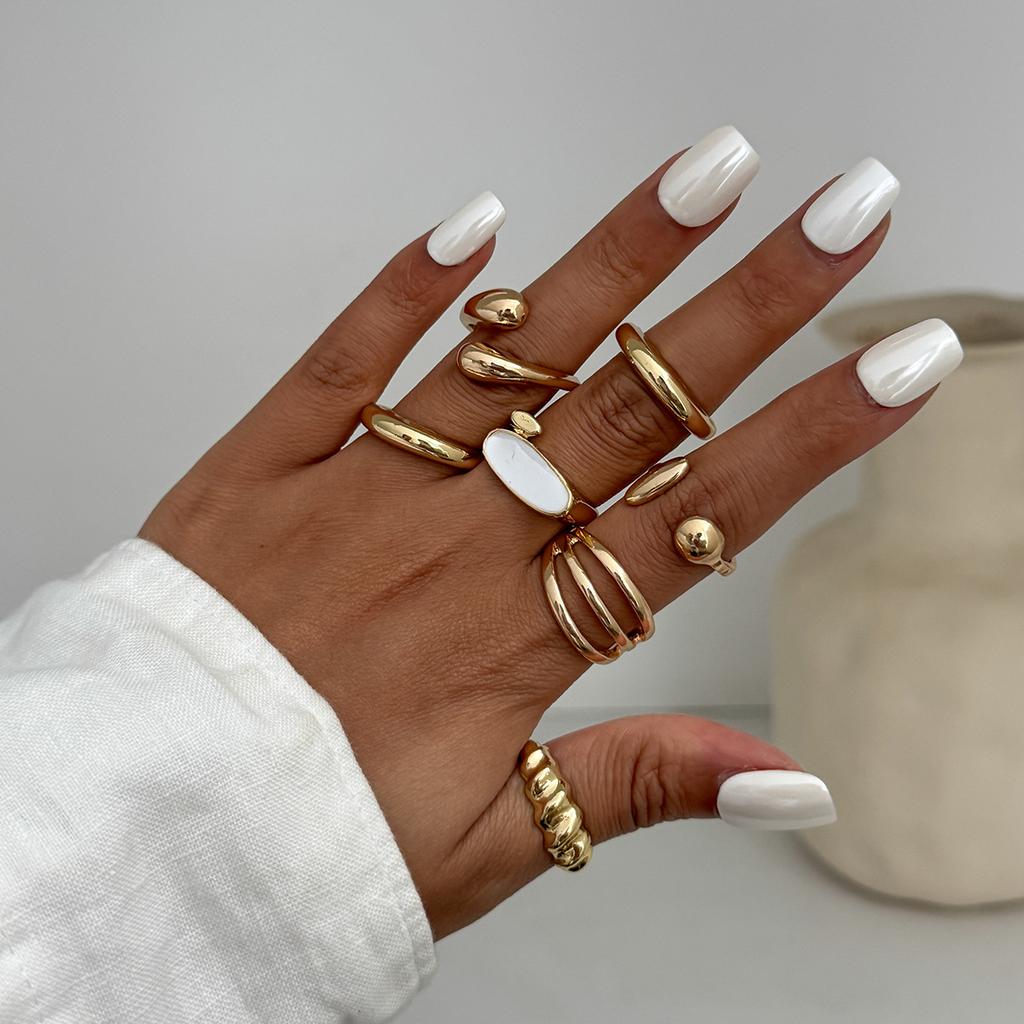 Irregular Exaggerated Punk Retro Ring Set Boho Hollow Out Jewelry Gifts Accessories for Woman Girl Geometric Metal Opening Rings Gold Silver Color