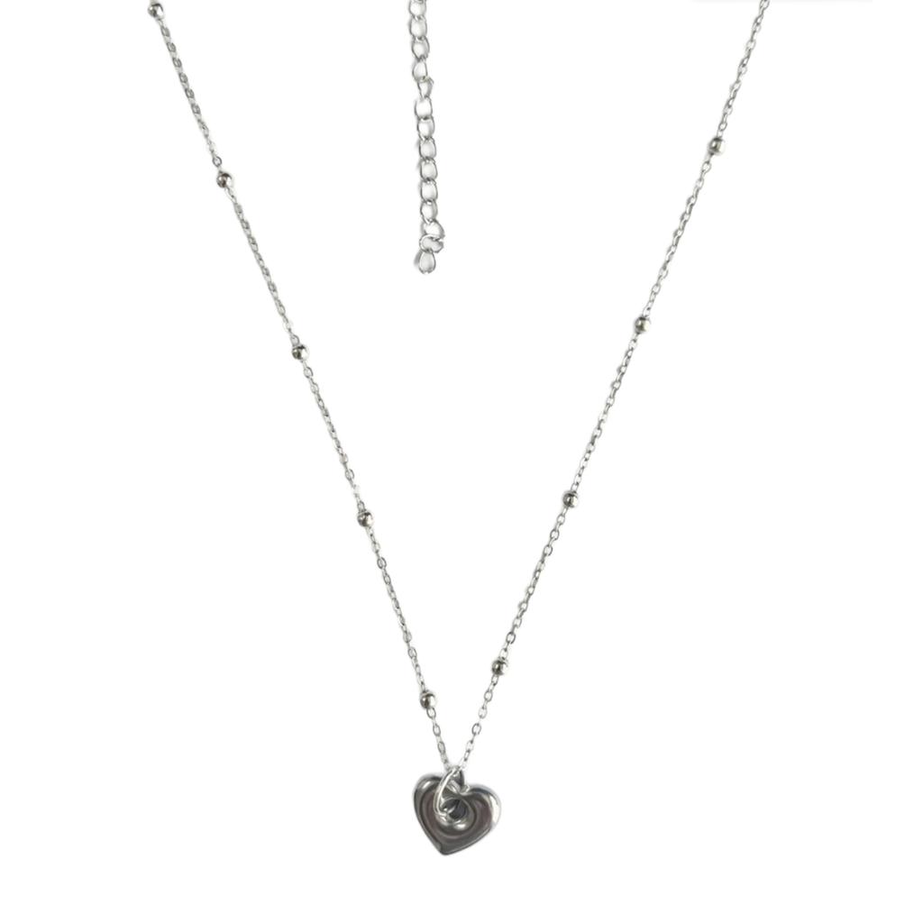Heart Pendant Necklace Adjustable Chain Necklace Stylish Bead Chain Necklace Stainless Steel Neck Jewelry for Woman Girl