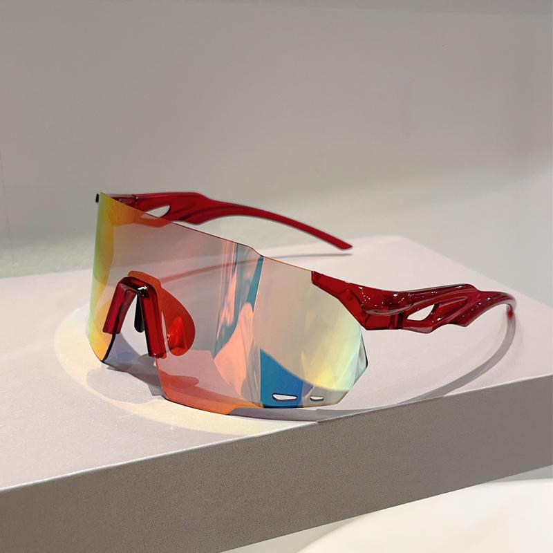 Rimless Oversized Goggle Men New Wrapped Round Mirror Sports Sunglasses Trendy Outdoor Cycling Protective Shades