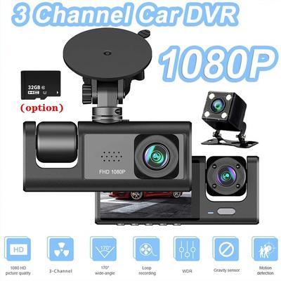 1080P Car DVR 2-Inch Driving Recorder 2/3-Way HD 1080P Three-Lens Parking Monitoring With Night Vision Car DVR Dash Cam