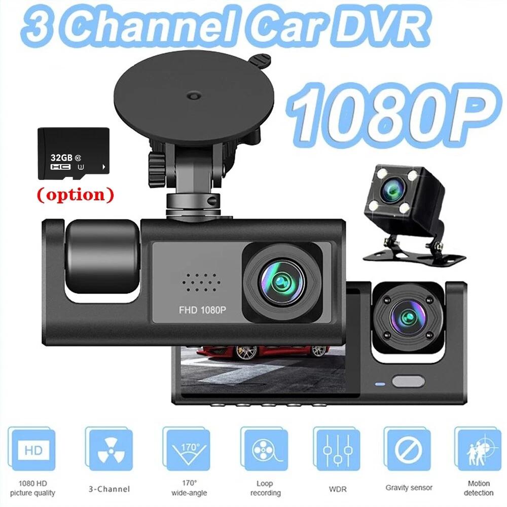 1080P DVR do auta 2palcový Driving Recorder 2/3-Way HD 1080P tříčočkové monitorování parkování s nočním viděním Auto DVR Dash Cam