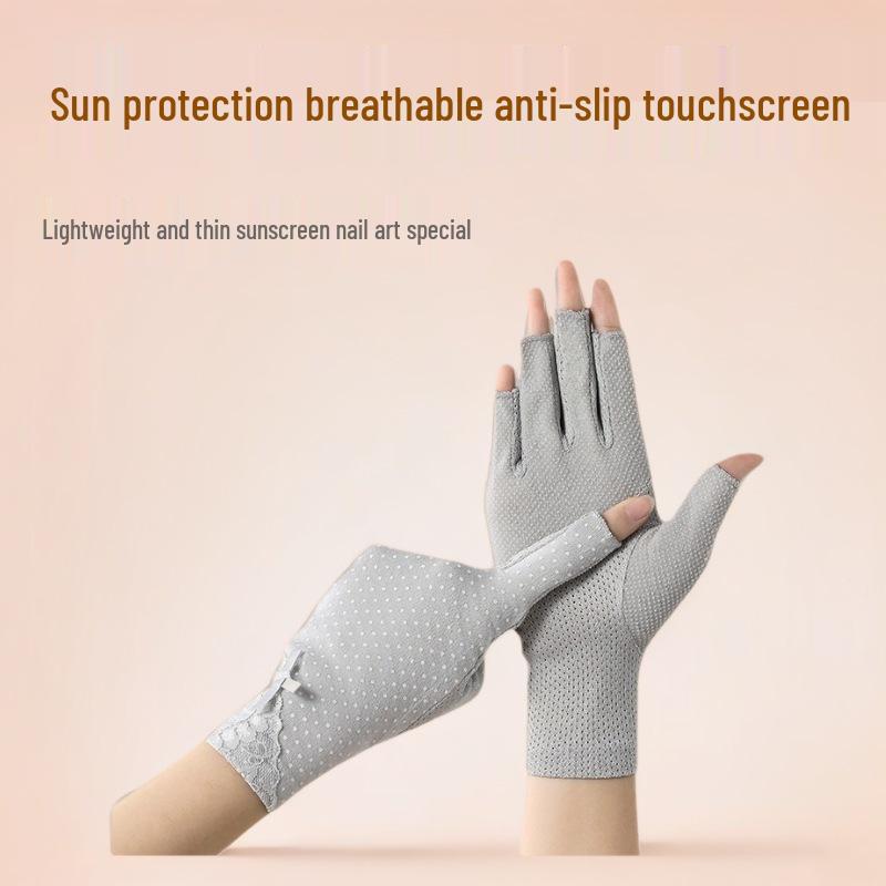 Women's 7020 Fingerless Non-Slip Touchscreen Sun Protection Cycling & Driving Gloves