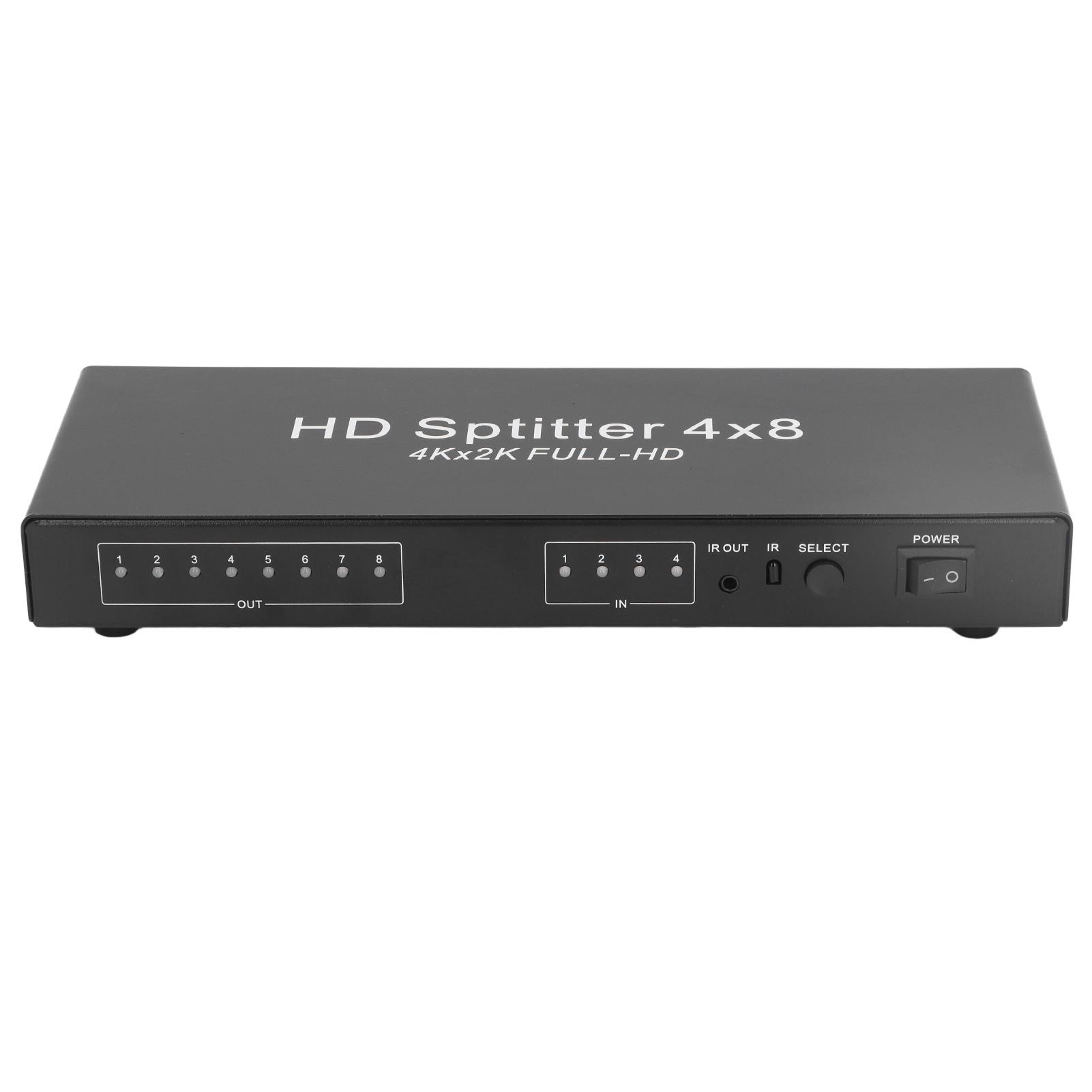 

4K HD Мультимедийный Интерфейсный Разветвитель 4 в 8 выходов HD Мультимедийный Интерфейсный Разветвитель Экрана Коммутатор с EU Plug