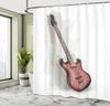 Electric Bass Guitar Shower Curtain Music Instrument Art Red Design Rock Theme Bath Decor Waterproof Fabric Home Accessories