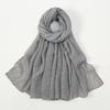 Big Size Pleated Shimmer Cotton Hijab Scarf For Women Muslim Long Shawls Solid Headscarf Wraps Islamic Headband Turban 180*90cm