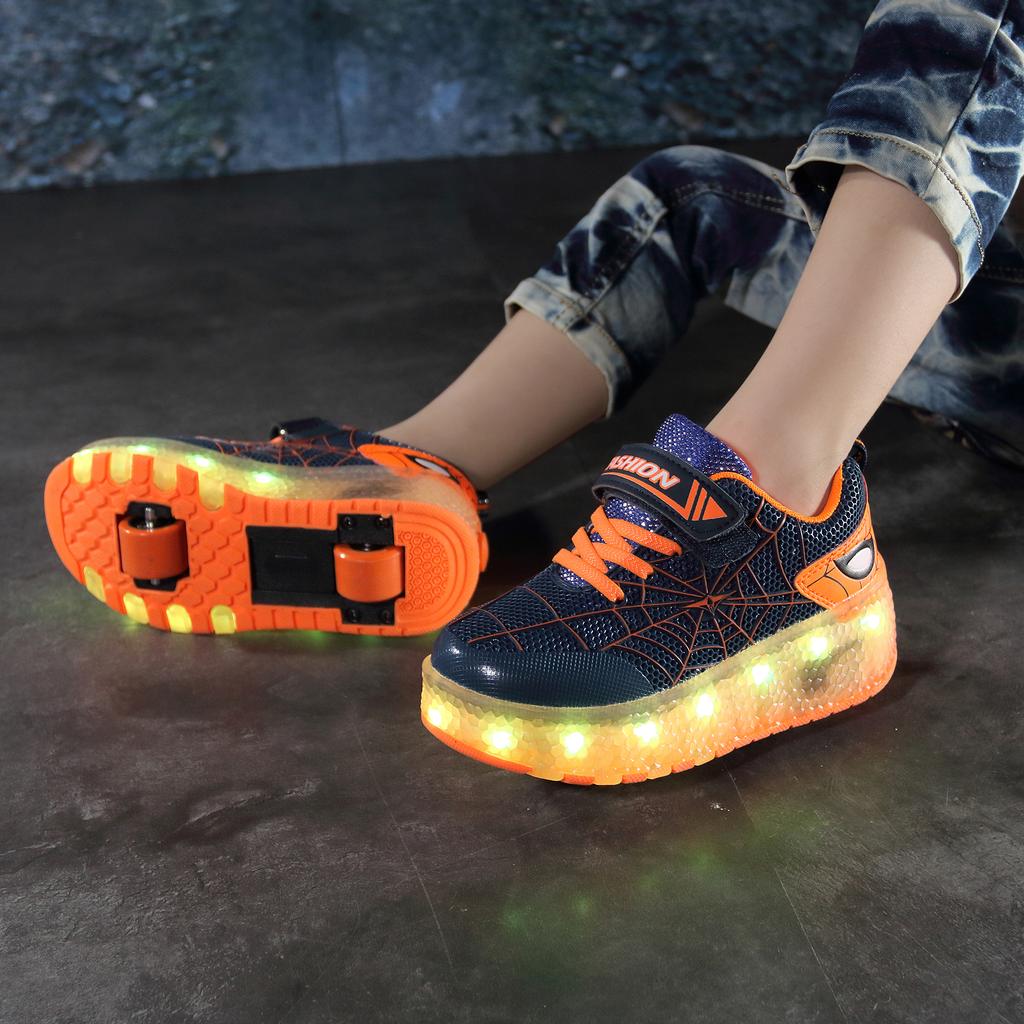 Rollschuhe für Jungen und Mädchen mit LED-Beleuchtung, USB-Ladefunktion, Kinder-Rollschuhe, Freizeit-Skateschuhe, Sportschuhe, Kinder-Sneaker