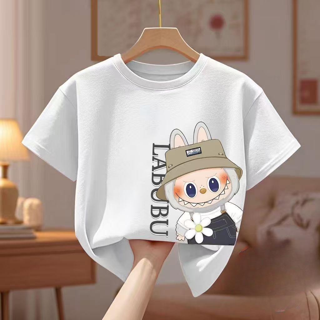 

Labubu Children s Pure Cotton T-shirts, Short-sleeved Tops for Boys and Girls Summer 90
